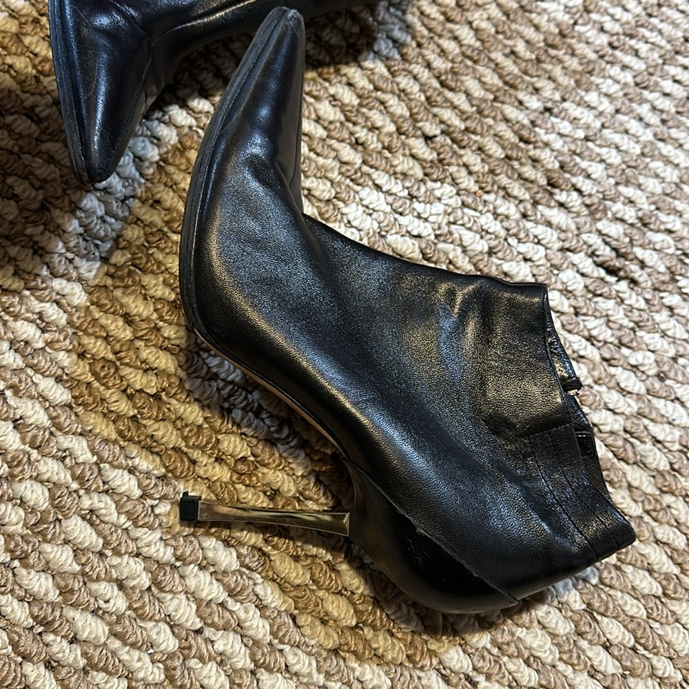 Sexy Gucci ankle boots 6.5 black leather booties heel - Picture 8 of 12